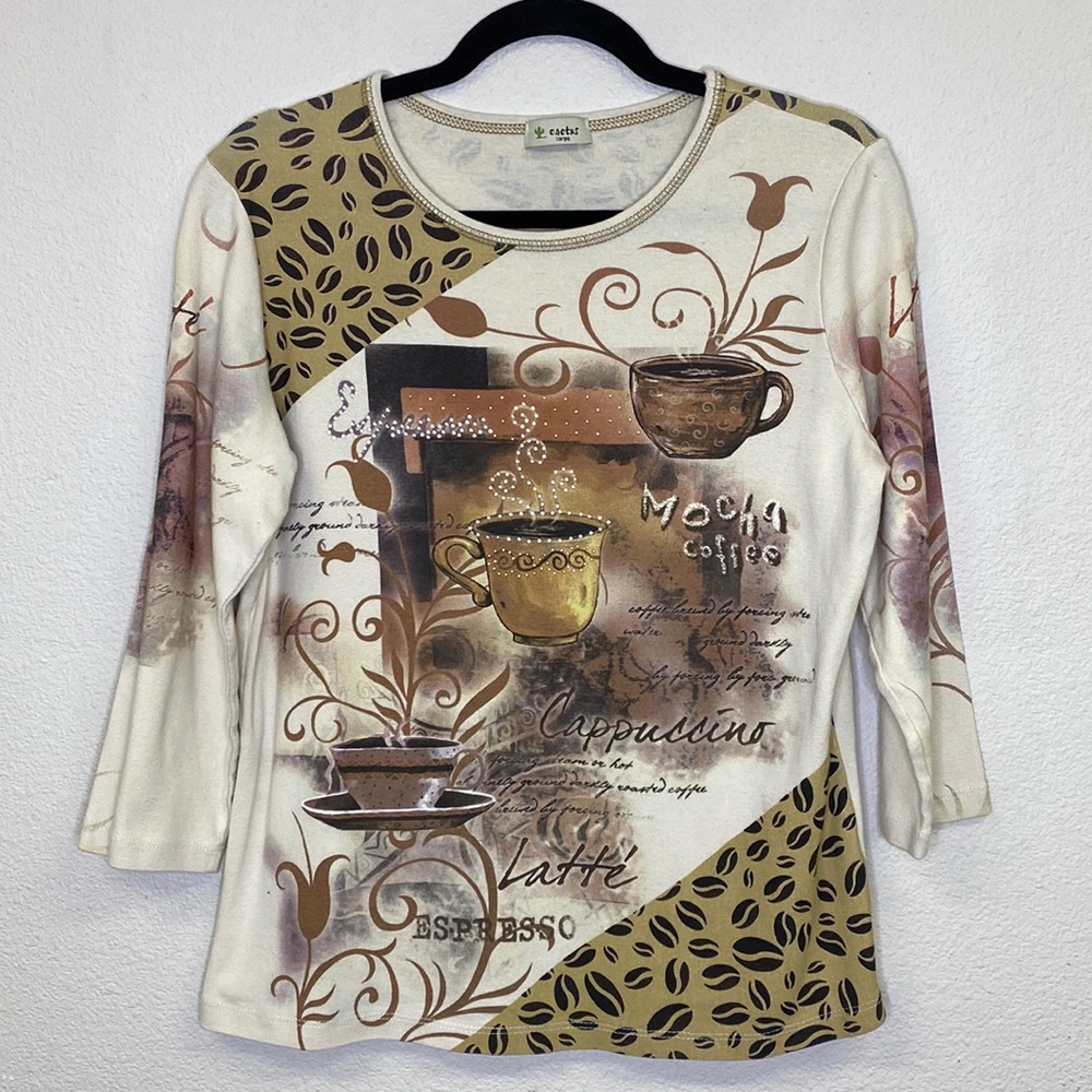 Vintage Y2K Sparkly Coffee Shirt